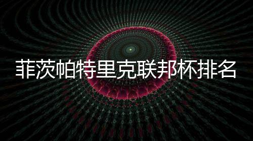 杯排0万帕特名升突破到第一 奖金里克联邦菲茨